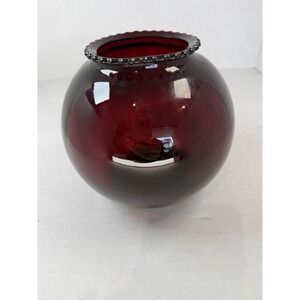 Anchor Hocking Royal Ruby Red 5" Ball Vase Mid Century Modern Depression Glass